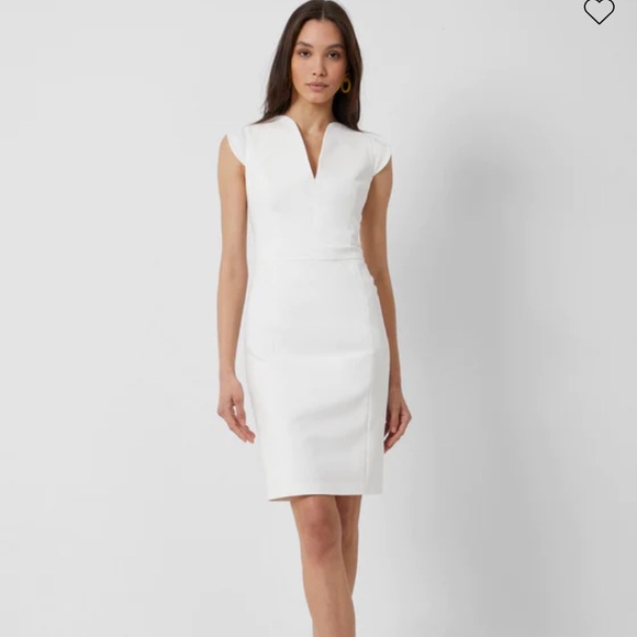 French connection LOLO STRETCH SLEEVELESS DRESS white 2 small nwt - Picture 1 of 8
